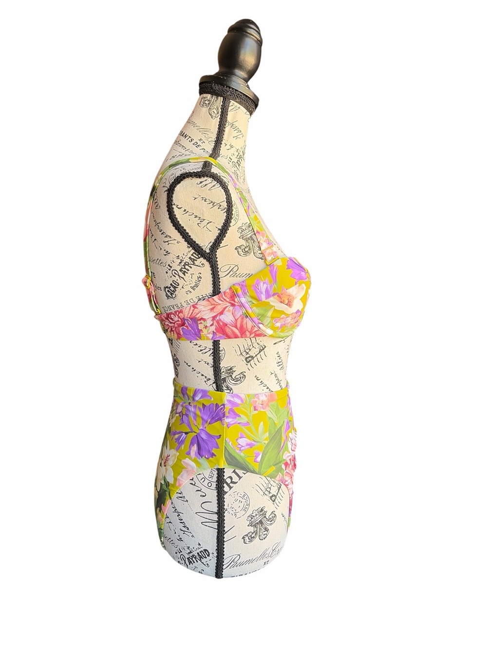 Express Body Contour Floral Bikini Set S High Waist Underwire Cottagecore NWT - Picture 6 of 10